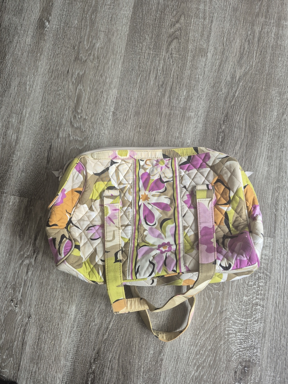 Quilted Floral Canvas Bag in Pink, Yellow & Cream